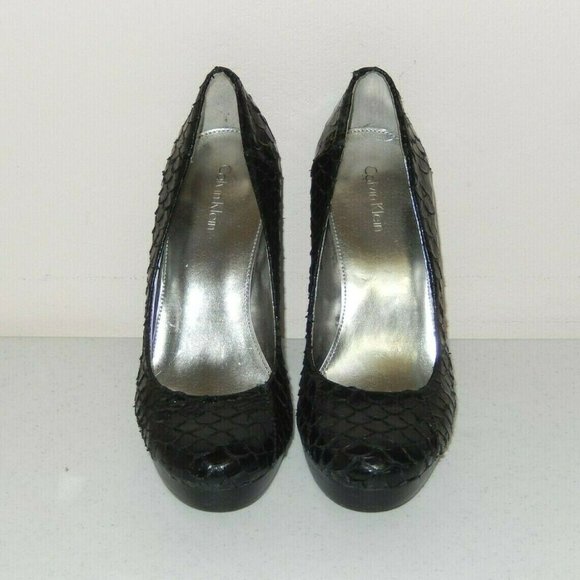 Calvin Klein Heels Pumps 6 Sarika Black Koi Platform High Heel Shoes - Picture 8 of 10
